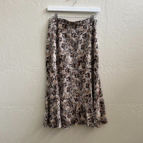 ALTUZARRA Snake Print 100% Silk Crepe De Chine Midi Slip Skirt - Picture 5 of 9